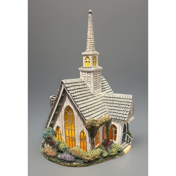 Thomas Kinkade Forest Chapel 2004 Votive Candle Holder Cottage House Village - Picture 1 of 10